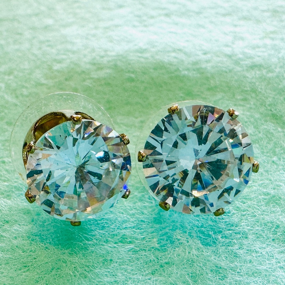 Large Cubic Zerkonia Diamond Stud Earrings
